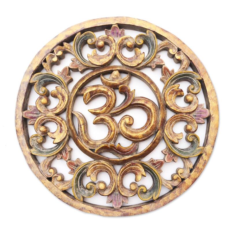 Novica Handmade Rounded Ong-Kara Wood Relief Panel