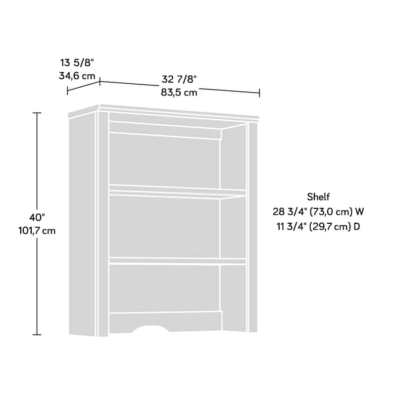 Wood Library Hutch with Adjustable Shelves, Brown - 32.87" W x 13.62" D x 40.04" H