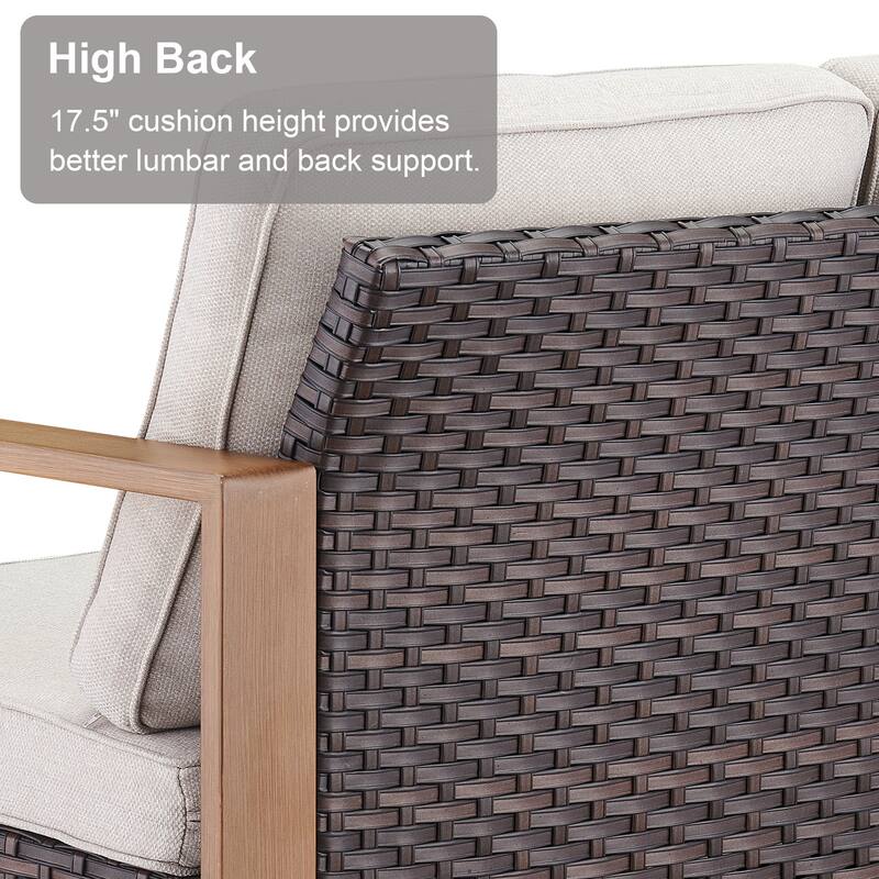 Meyreso Wicker Outdoor Patio Metal Fire Pit Set with Swivel Gliders and Olefin Cushions