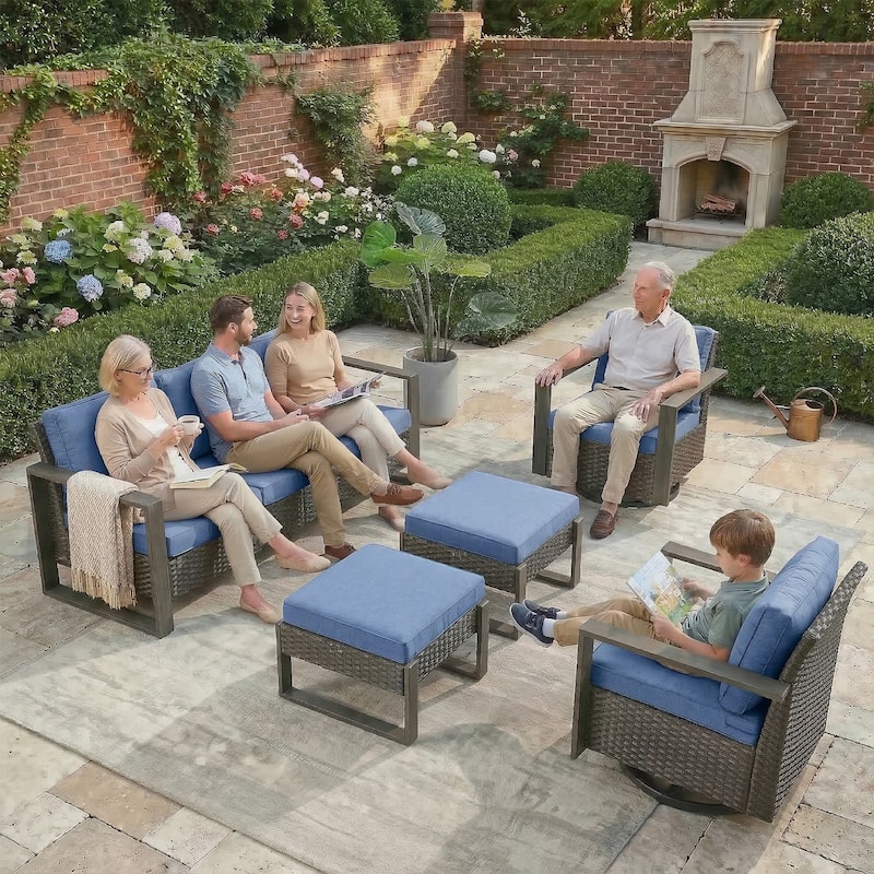 Gymojoy All-Weather Outdoor Sofa Swivel Chair Ottoman Sets