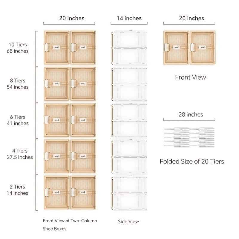 Foldable Shoe Storage Box with Transparent Magnetic Door and Dustproof Organizer for Home