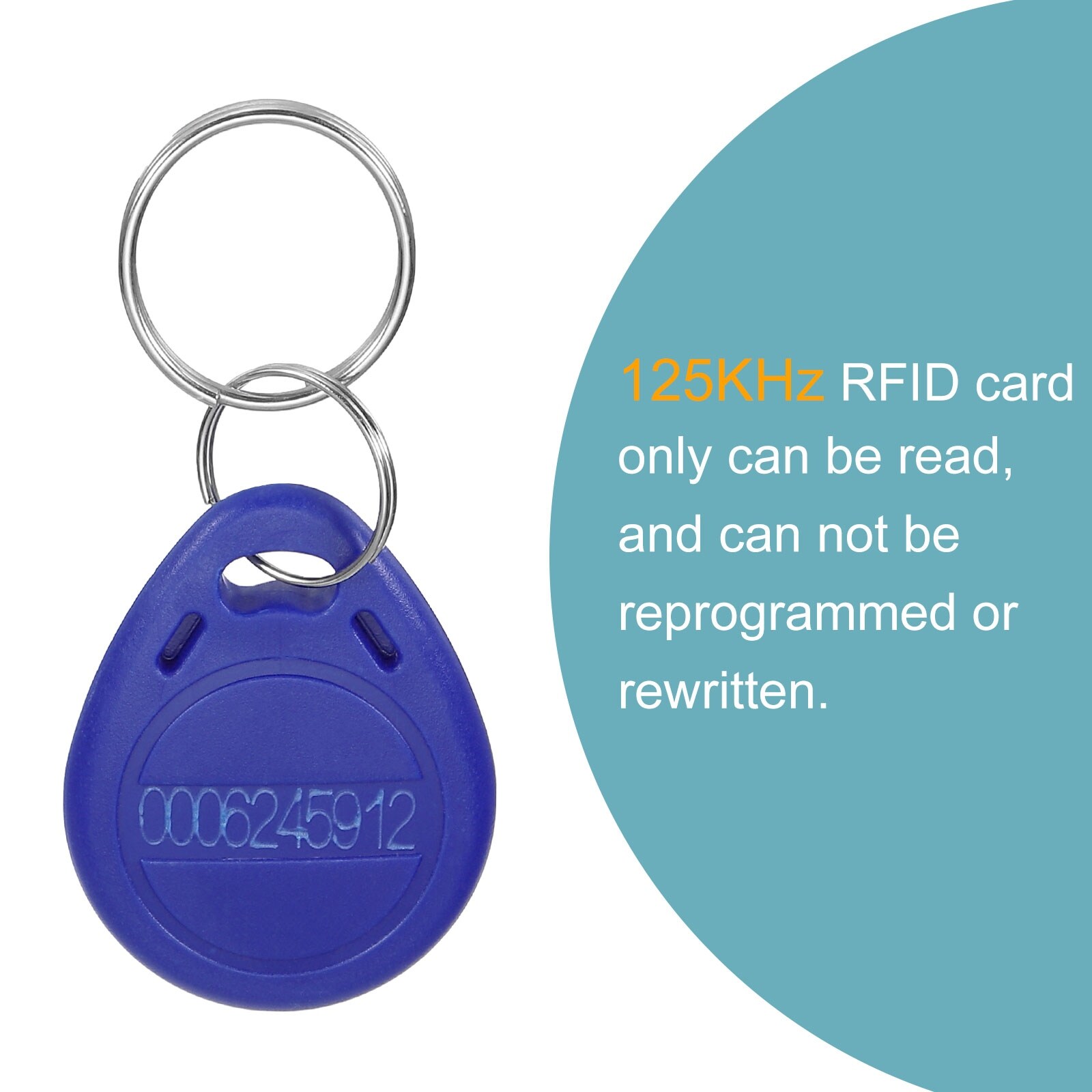 SKU5017-N - Fast-read Access RFID Key Fob 125khz, Handheld Token Tag,  Waterproof Keyfob, Read-Only, Blue