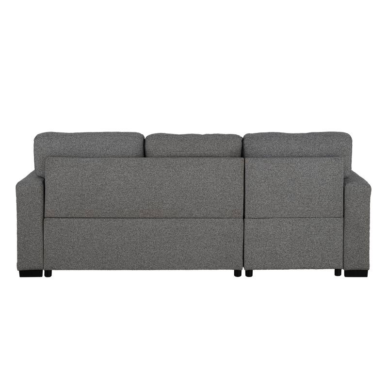 Furniture of America Oswin Modern Grey Pull-Out Sleeper Sofa Sectional with Storage Shelves and USB Ports