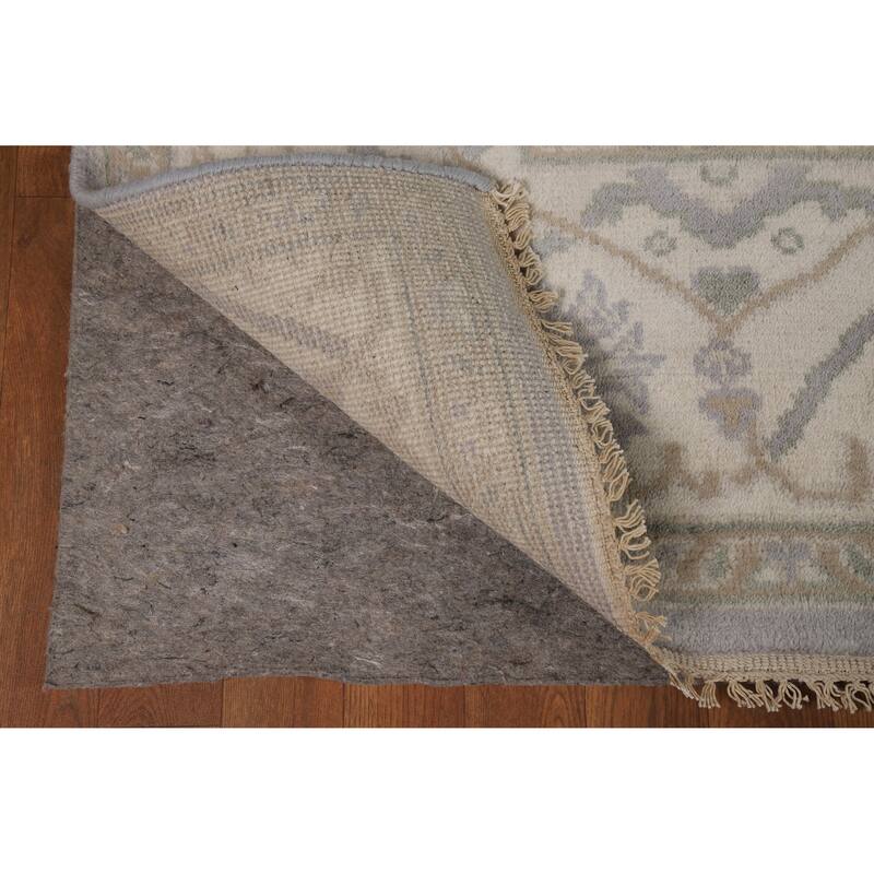 Transitional Gray Oushak Style Area Rug Hand-Knotted Wool Carpet - 7'11" x 9'10"