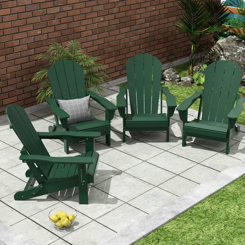 POLYTRENDS Laguna All Weather Poly Outdoor Adirondack Chair - Foldable (Set of 4) - Dark Green