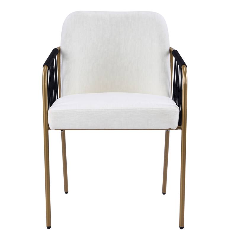 Christopher Knight Home - Modern Upholstered Metal Base Dining Chairs with Woven Armrests