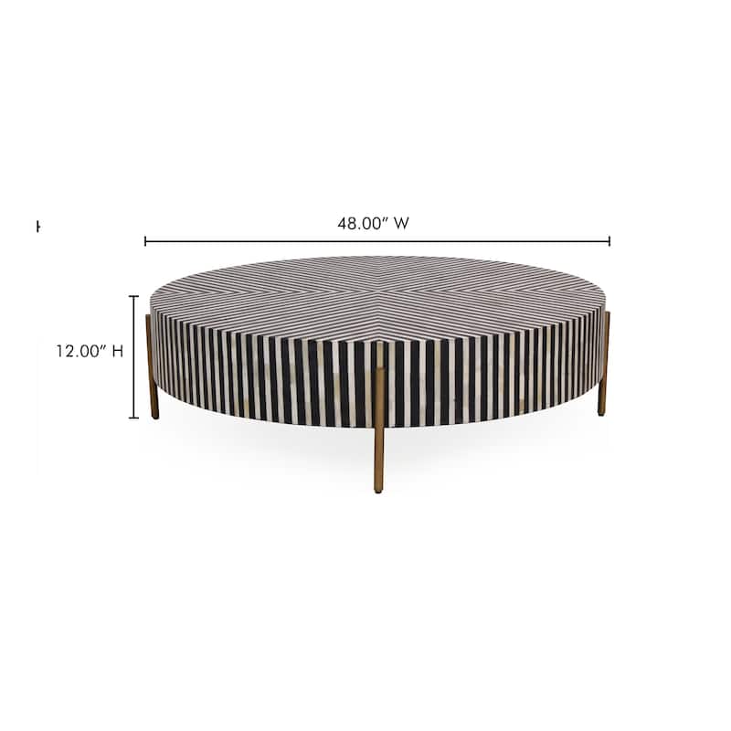 NADAAL STUDIOS Rumi Coffee Table, Round Resin with Camel Bone and Brass-Finished Iron Legs, Small, Multicolor