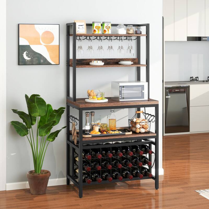 Moasis Large Bakers Rack with Power Outlets and Wine Rack
