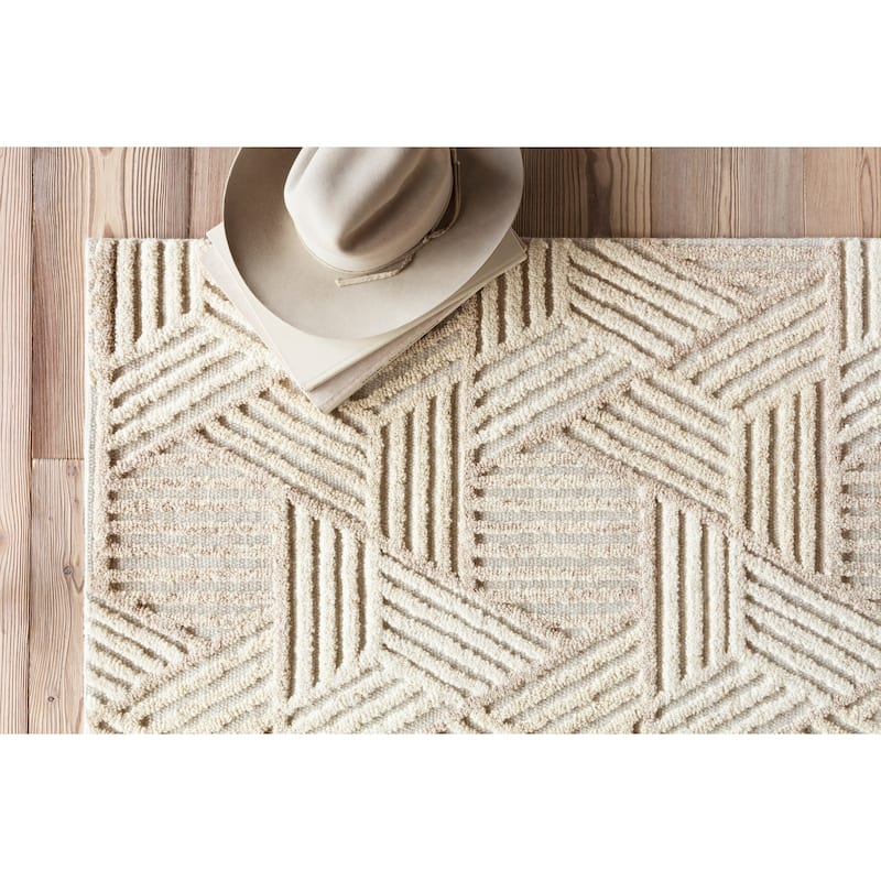 Alexander Home Kanarra Hand-Tufted Geometric Modern Wool Area Rug