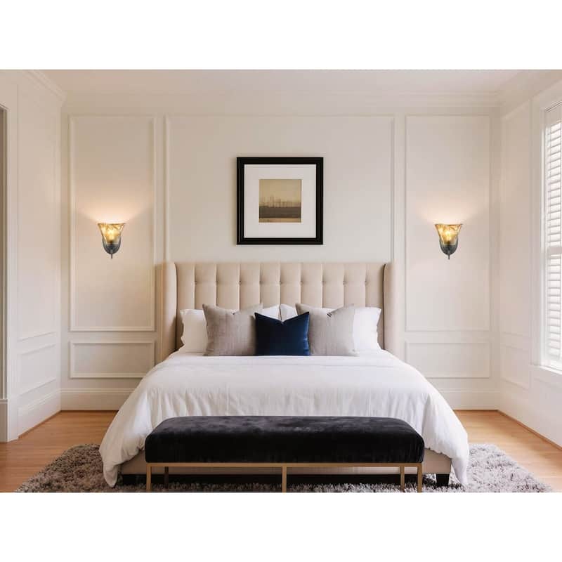 2 Pack light bulb bronze bathroom light fixture glass wall light