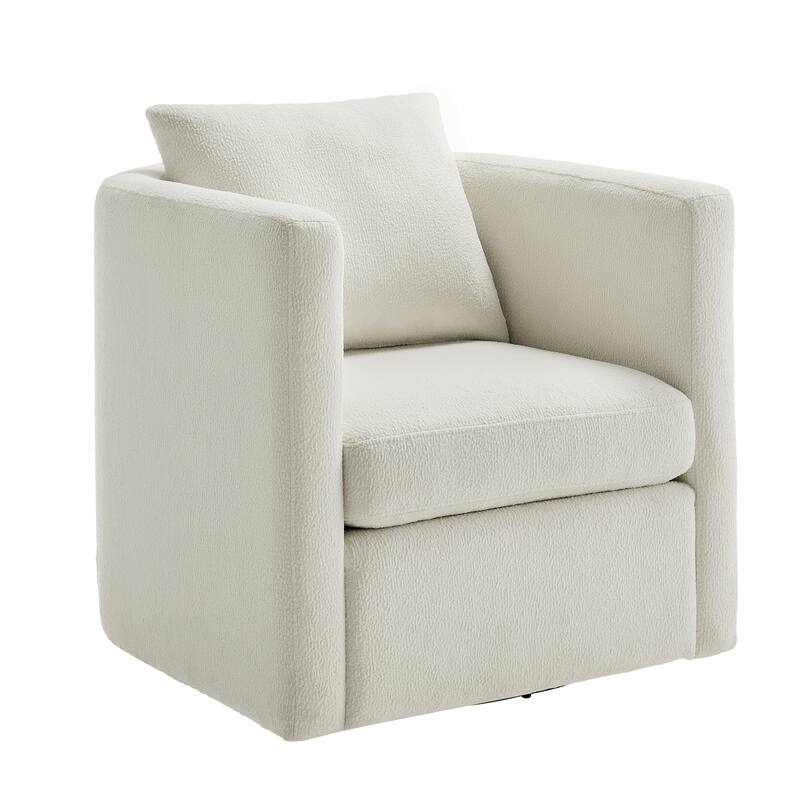 Sutton Ivory Performance Fabric Swivel Barrel Chair - Ivory