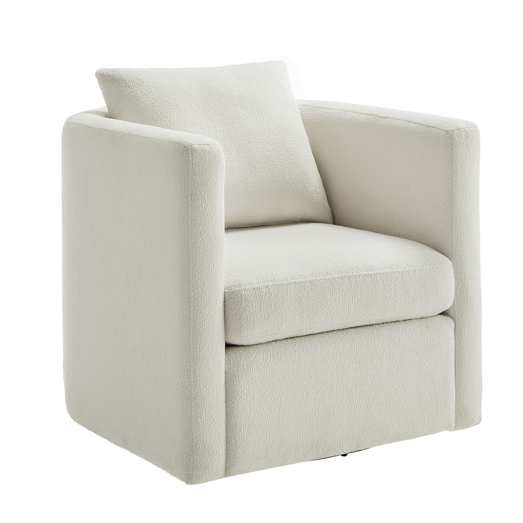 Sutton Ivory Performance Fabric Swivel Barrel Chair