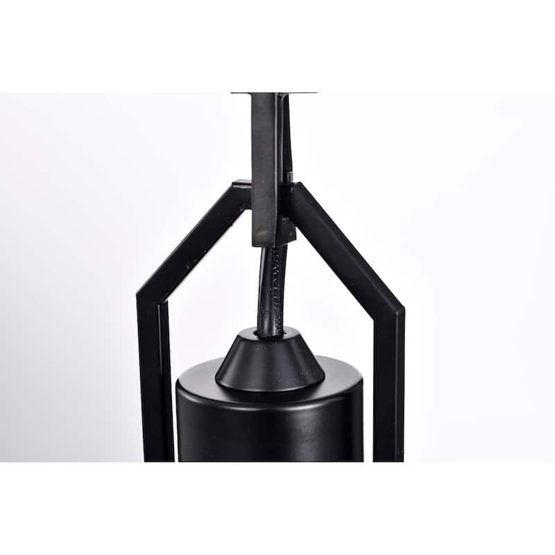Matte Black 1-Light 12 in. Modern Pendant with Clear Cone Glass Shade