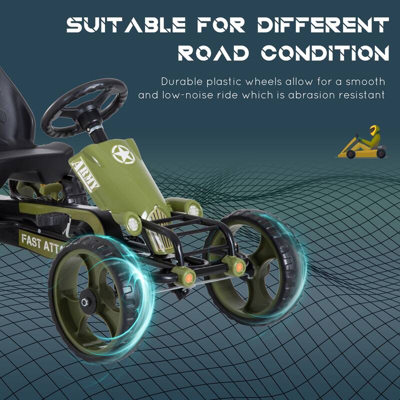 Aosom Go Kart for Kids, Pedal, Go Kart with Adjustable Seat, EVA Wheels, Forward, Backward, Ride on Car
