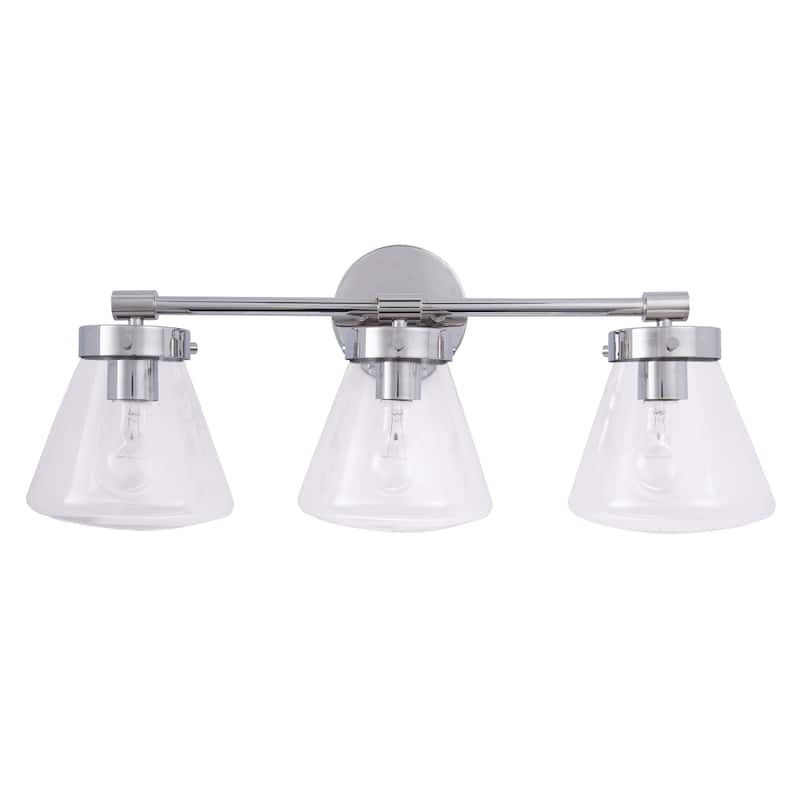 Glam Modern Farmhouse 3-Light Nickel Vanity Light - 30.3"L x 7.67"W x 10.1"H
