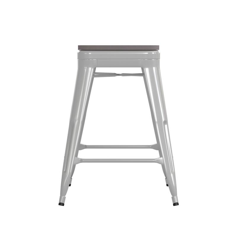 Indoor/Outdoor Backless Counter Stool with Poly Resin Seat
