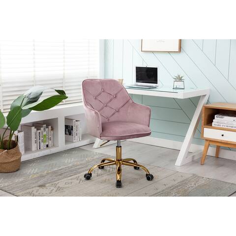 Velvet Swivel Chair for Living Room Leisure Chair Office Chair - 22.4" x 24.2" x32~36.4"H