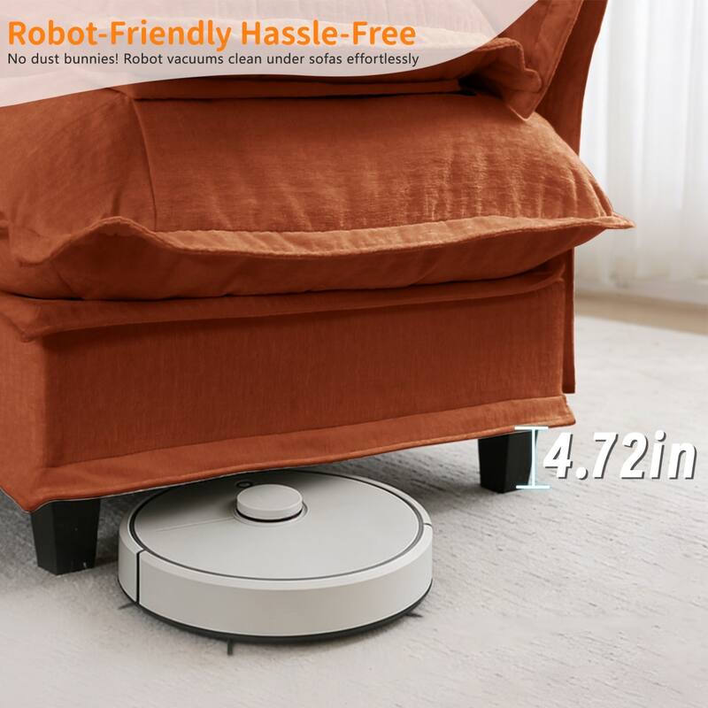 107.8" Chenille Sectional Sofa with Movable Ottoman