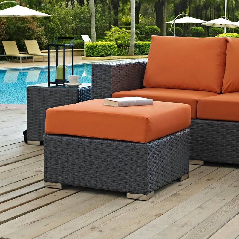 Sojourn Outdoor Patio Sunbrella® Ottoman - Canvas Tuscan
