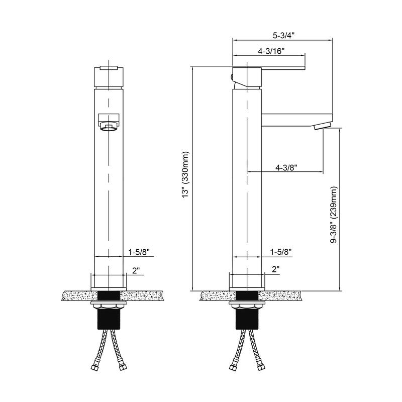 Dowell 8001/016 Series Single Handle Vessel Bathroom Faucet