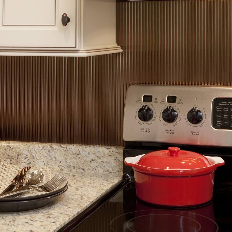 Fasade Rib Decorative Vinyl 18in x 24in Backsplash Panel in Argent ...