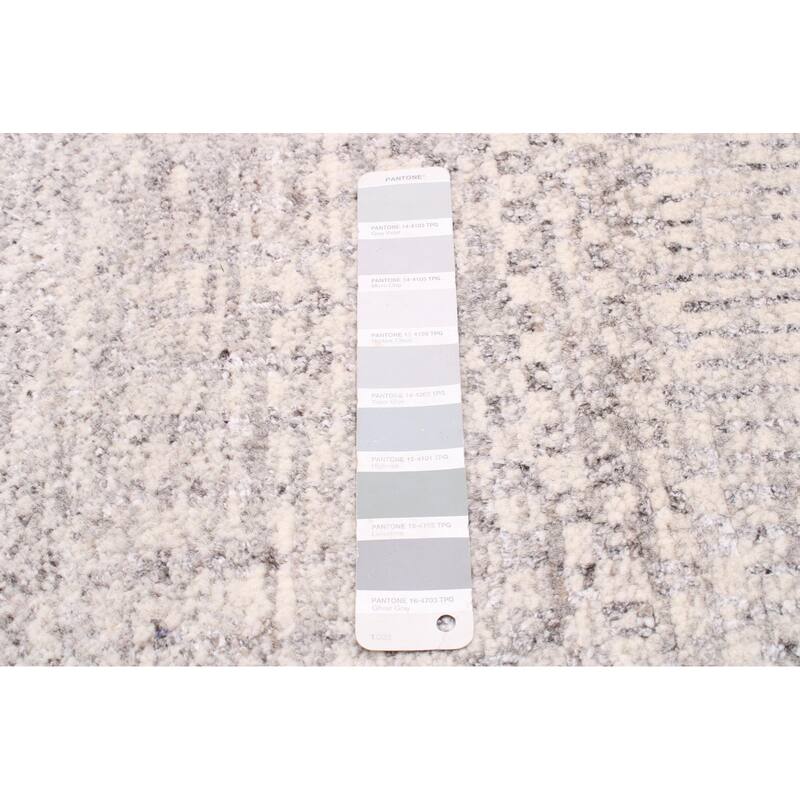 ECARPETGALLERY Hand-knotted Silk Shadow Light Grey Wool Rug - 4'0 x 6'2