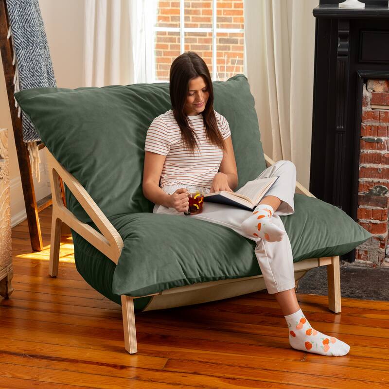 Pillow Saxx Dream Lounger with Wood Frame - 3-in-1 Bean Bag