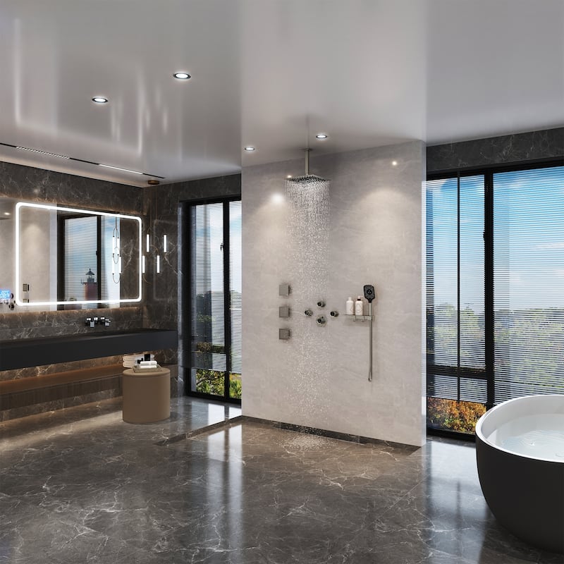 Wall Mounted 12 Inch Thermostatic 3 Functions Luxury Shower System