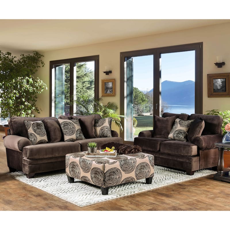 Jeta Transitional Microfiber Padded 2-Piece Living Room Set by Furniture of America - Brown