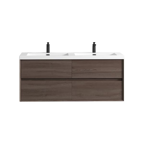 slide 2 of 23, Kingdee 60D" Wall Mounted Vanity with Reinforced Acrylic Sink