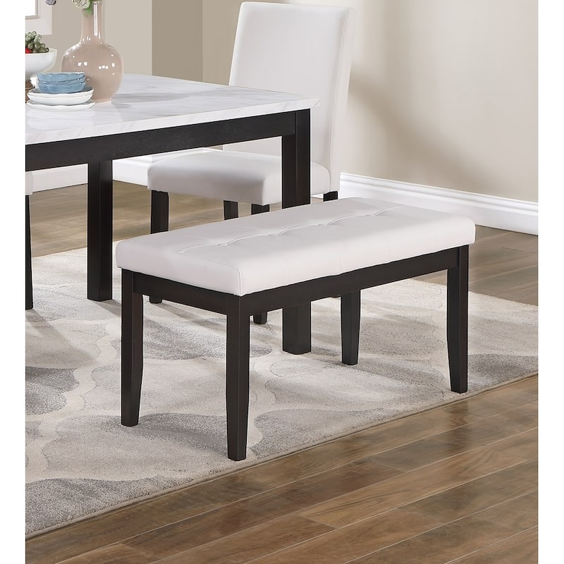 5 Piece Dining Table Set, Kitchen Dinette Set with Faux Marble Top Table, Bench and 3 Faux Leather Cushioned Chairs