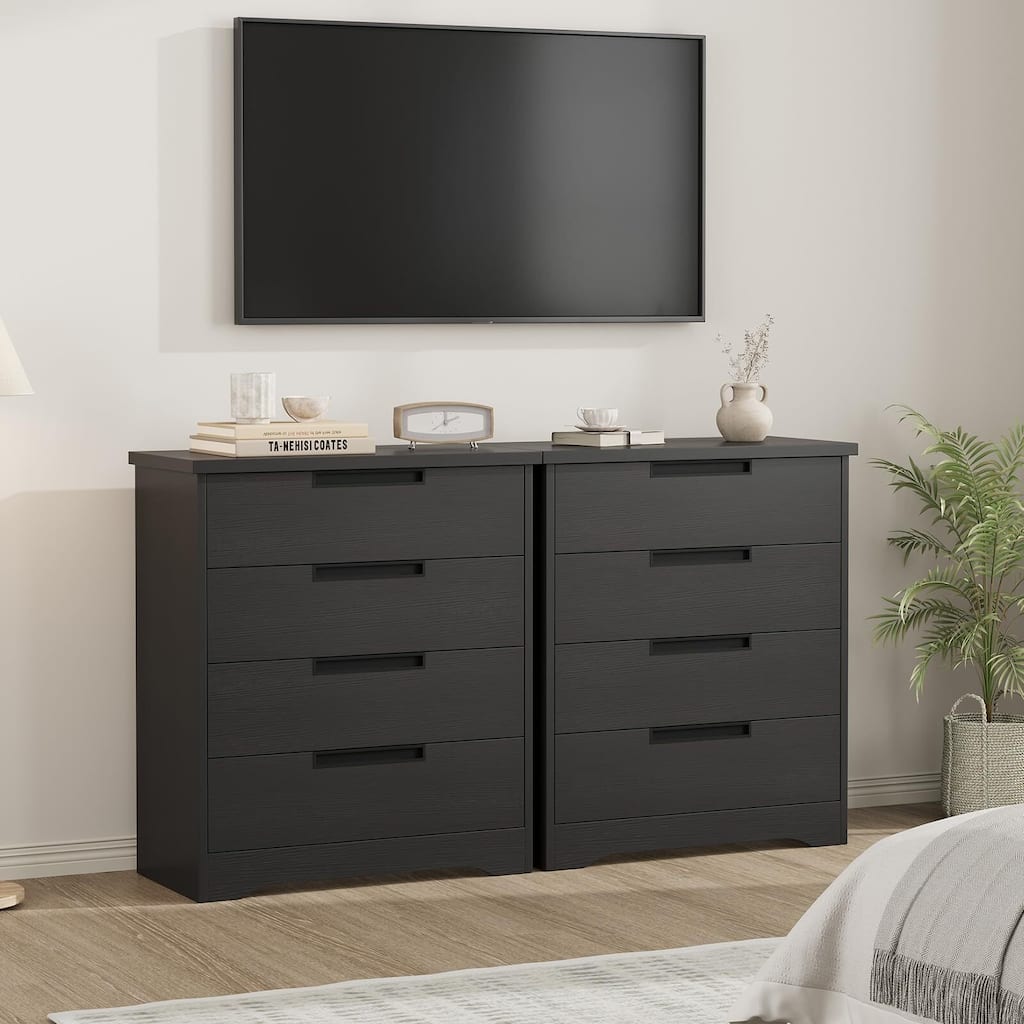 4 Drawer Dresser for Bedroom, Black Chest of Drawers