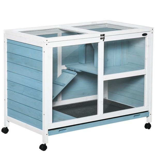 PawHut 2 Story Large Wooden Rabbit Hutch Pet House Bunny Cage