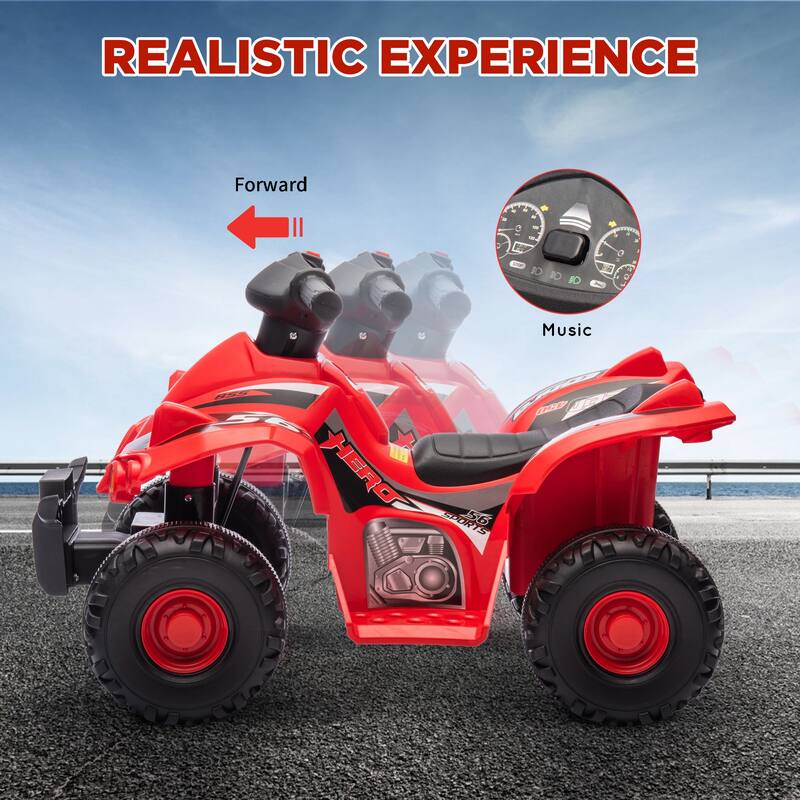 6V Kids ATV Quad Car, Electric 4 Wheeler Ride-On Toy with Music for Boys & Girls Ages 2-6, 1.6 MPH