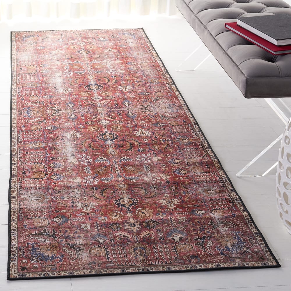SAFAVIEH Tucson Machine Washable Slip Resistant Loula Oriental Distressed