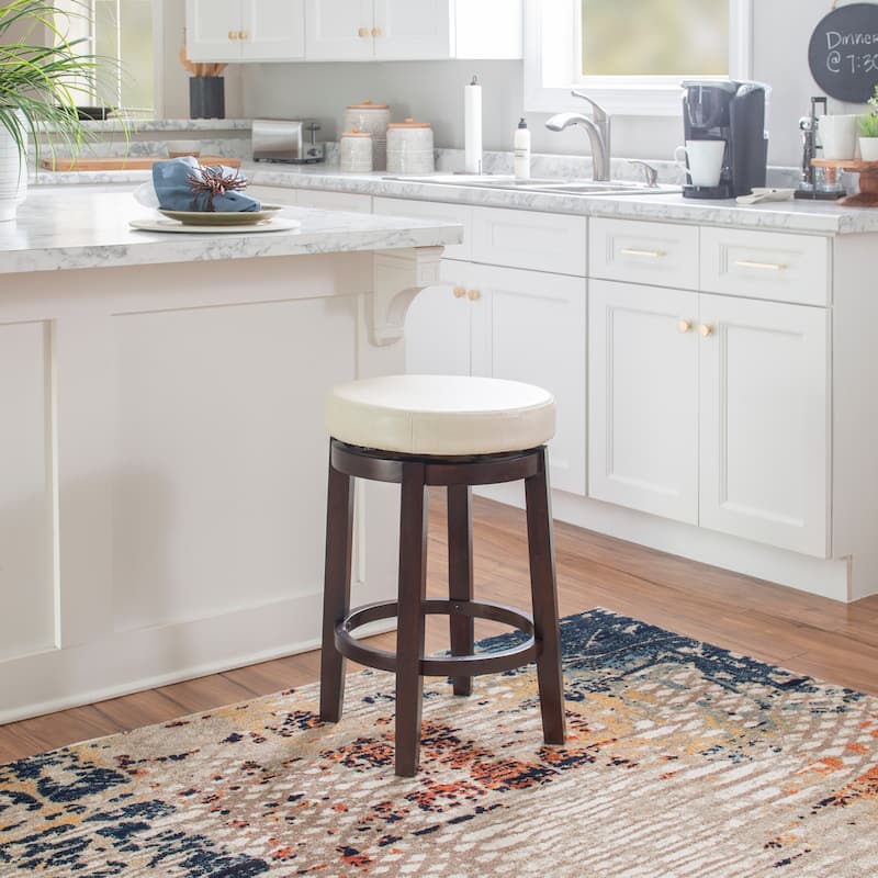 Dorothy Cream Faux Leather Backless Swivel Counter Stool - N/A - Cream
