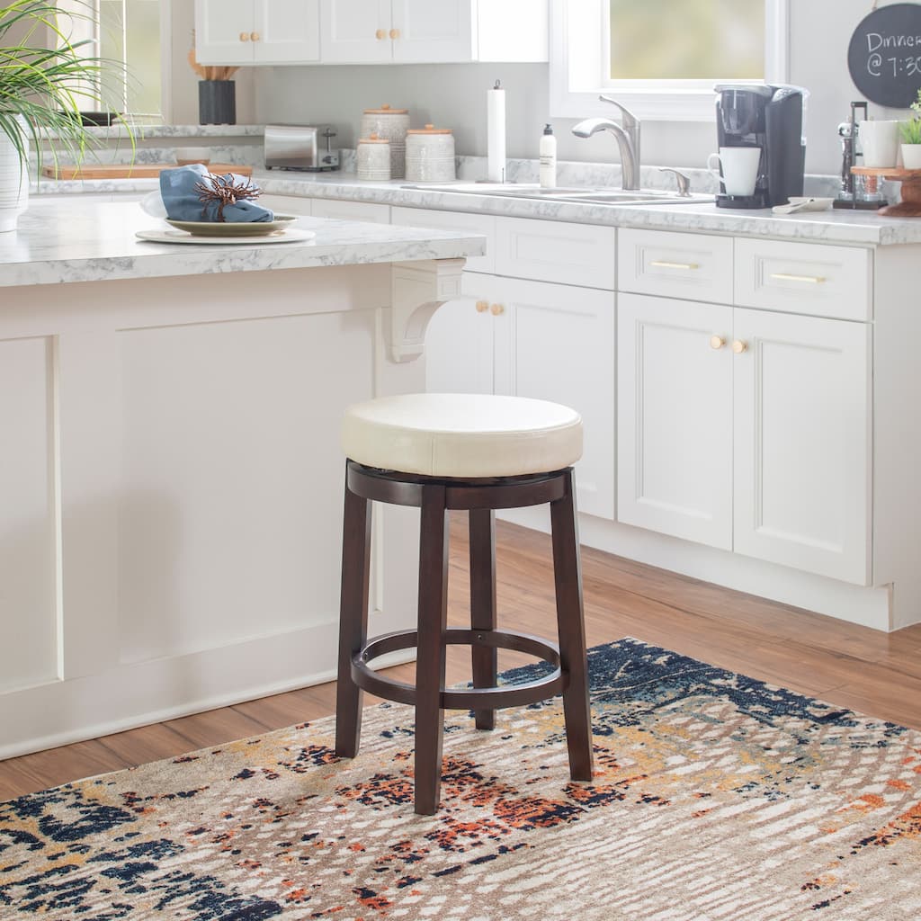 Dorothy Cream Faux Leather Backless Swivel Counter Stool