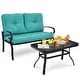 preview thumbnail 3 of 38, Costway 2PCS Patio Loveseat Bench Table Furniture Set Cushioned Chair
