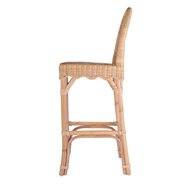 Flora Rattan 30" Scalloped Edge Bar Stool