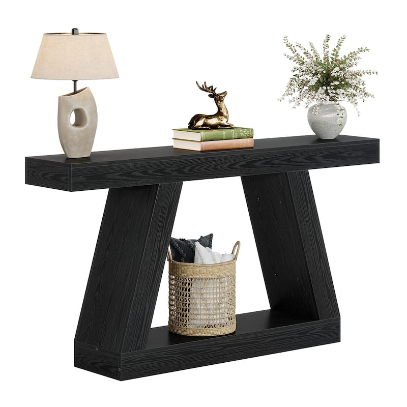 2-Tier Narrow Entryway Console Table for Living Room - Black