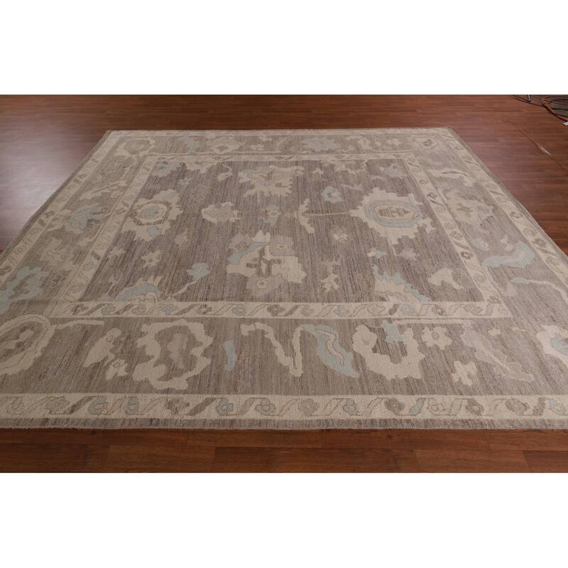 Brown Oushak Turkish Area Rug Handmade Wool Carpet - 8'5" x 9'10"