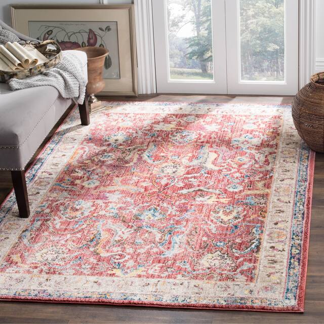 SAFAVIEH Bristol Gretchen Vintage Boho Oriental Polyester Rug - 3' x 5' - Rose/Light Grey