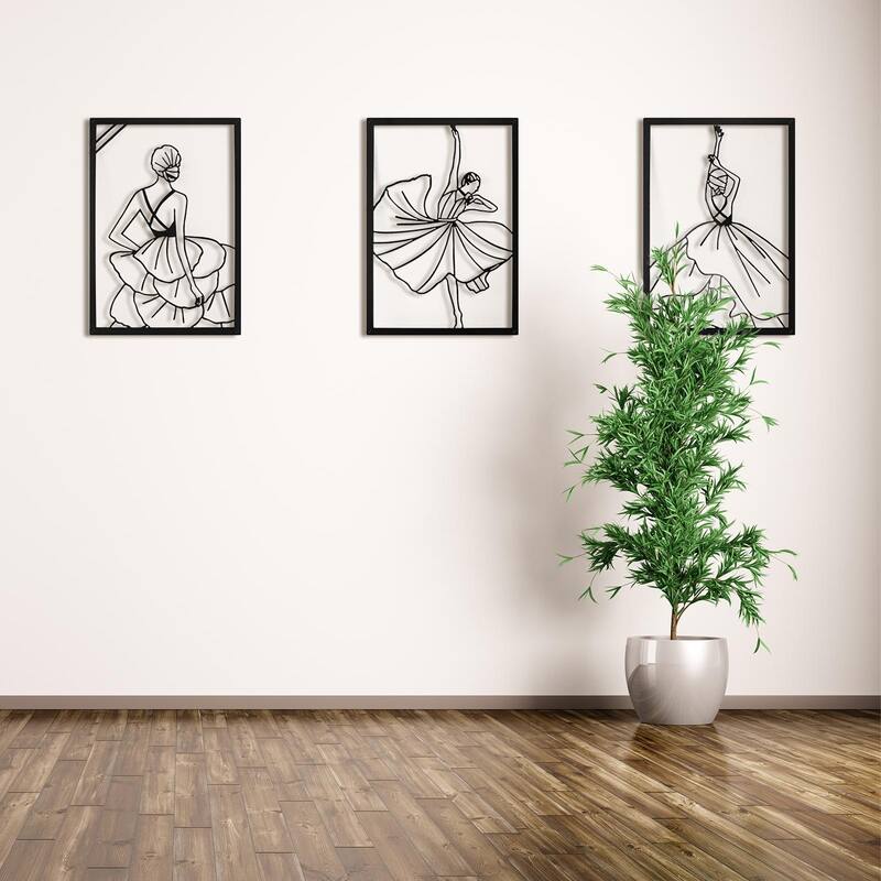 Art3d Black Metal Framed Wall Art Set-3 Pieces 17"x12"