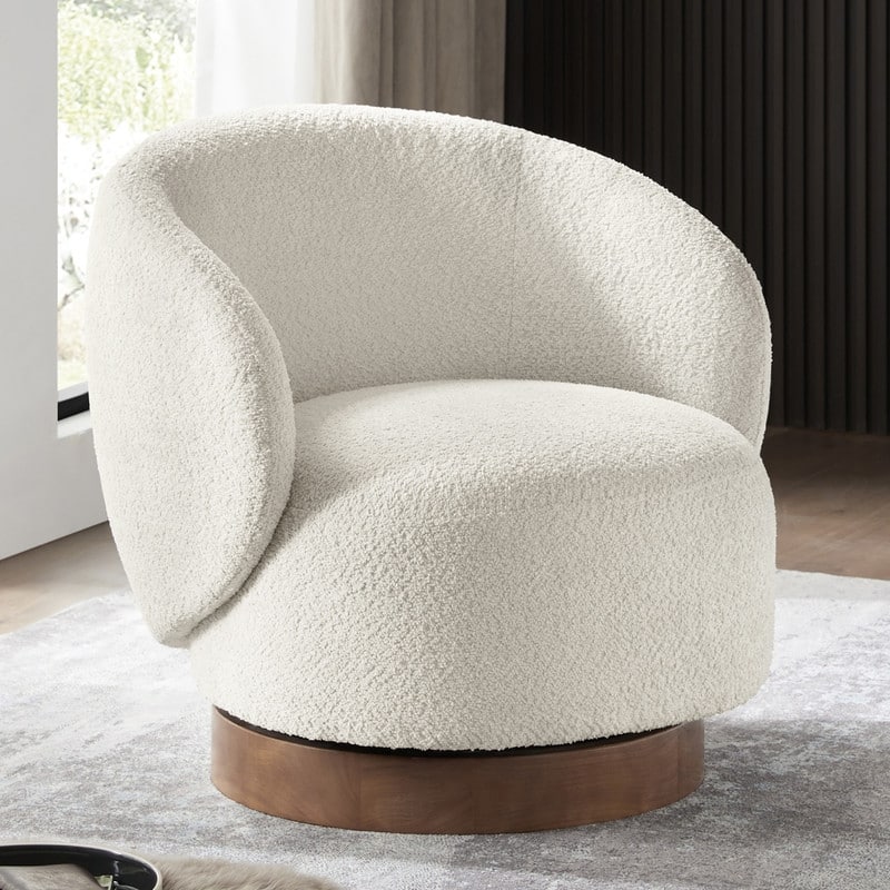 Spruce & Spring Ariel Upholstered Swivel Accent Chair Fabric - Single - Linen-Fabric