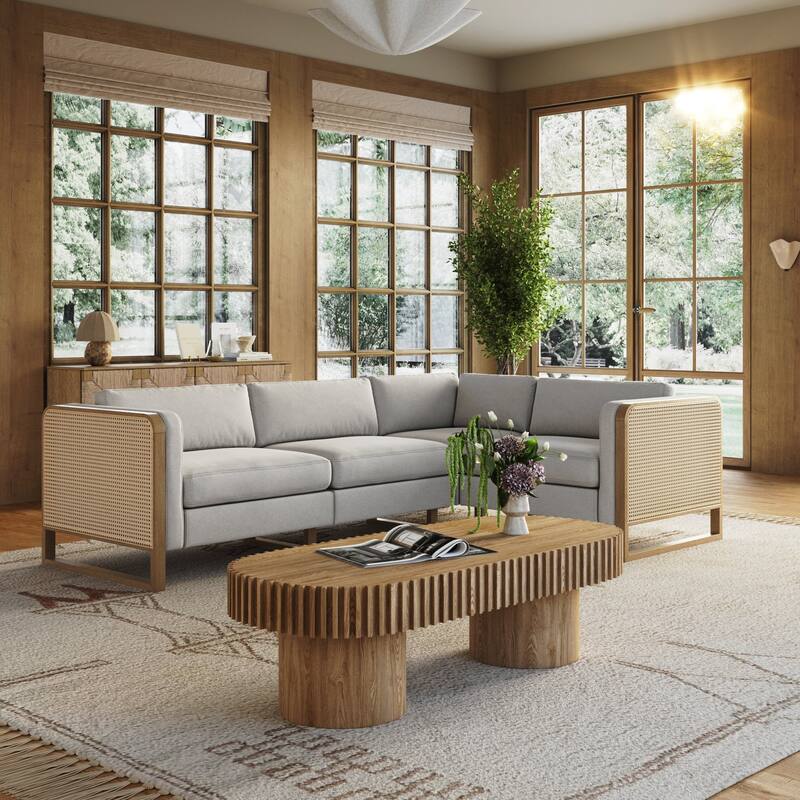 Madison Modern Upholstered Modular Sofa or Couch for Living Room with Solid Wood Legs