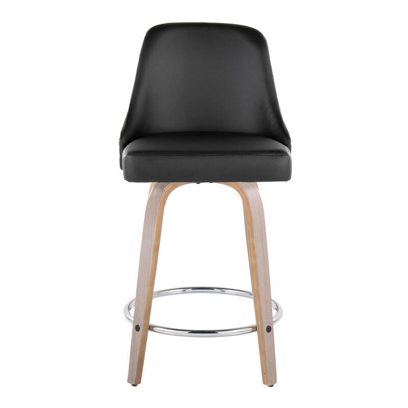 Porch & Den Studded Naldi 26" Fixed-Height Counter Stool with Bent Wood Legs & Round Footrest (Set of 2)