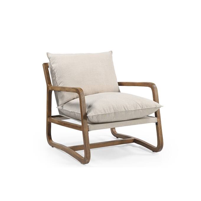 HomeRoots 30" Beige And Natural Linen Arm Chair - 30' X '36.5' X '35.5