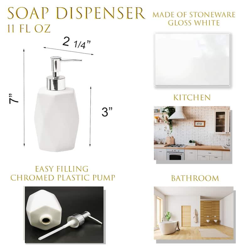 Diamond Bath Set Accessories White or Black