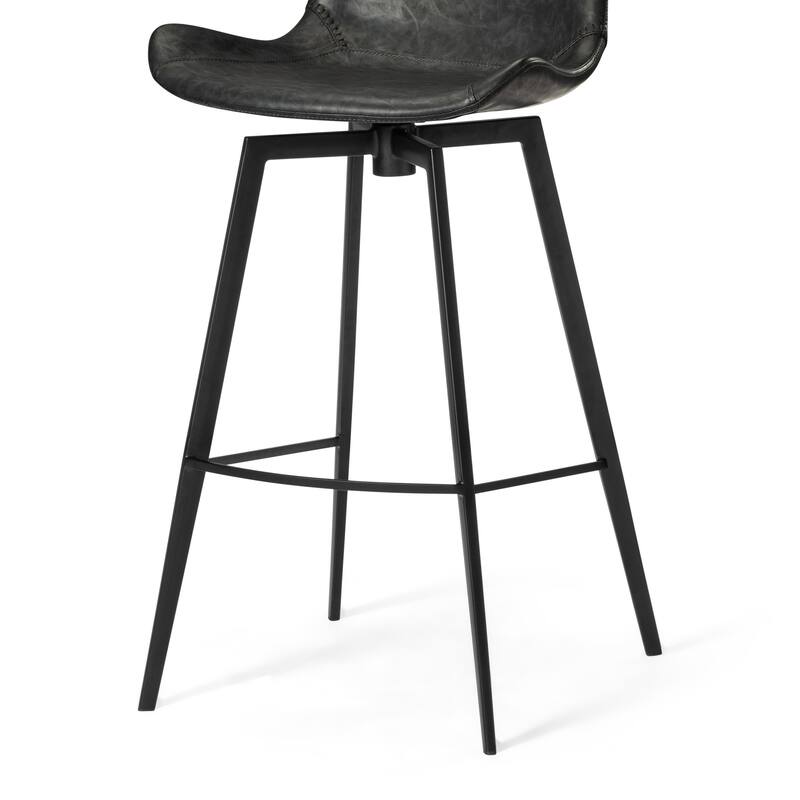 Maven Lane Victor Metal & Vegan Leather Kitchen Dining Stool