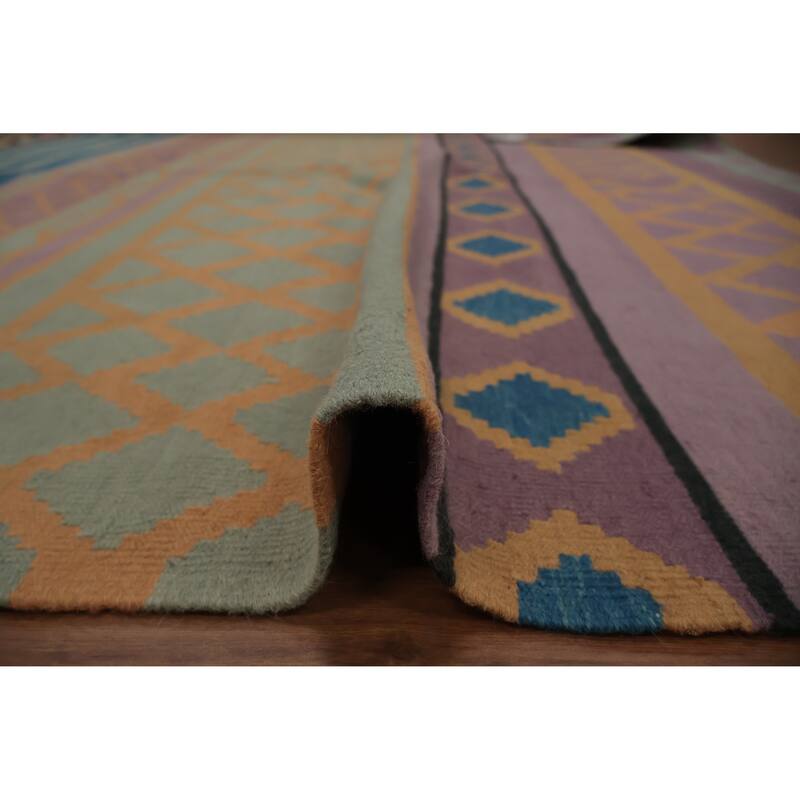 Hand Woven Oriental 100% Wool Carpet Southwestern Modern Purples Kilim Area Rug - 10' 0'' X 8' 5''